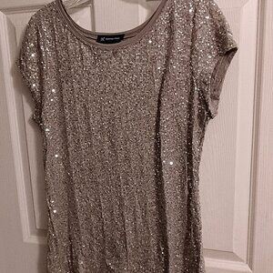 I.N.C. Grey Sequin Womens Top XL New